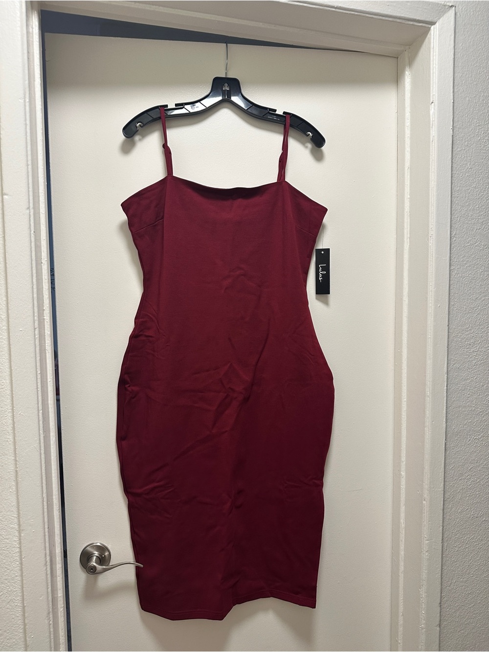 Lulu's Wine Red Spaghetti Strap Midi Dress Size S and XL